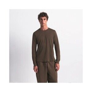 Skims Men’s Classic Long Sleeve T-Shirt Brown Cotton S Gorpcore Loungewear NWOT